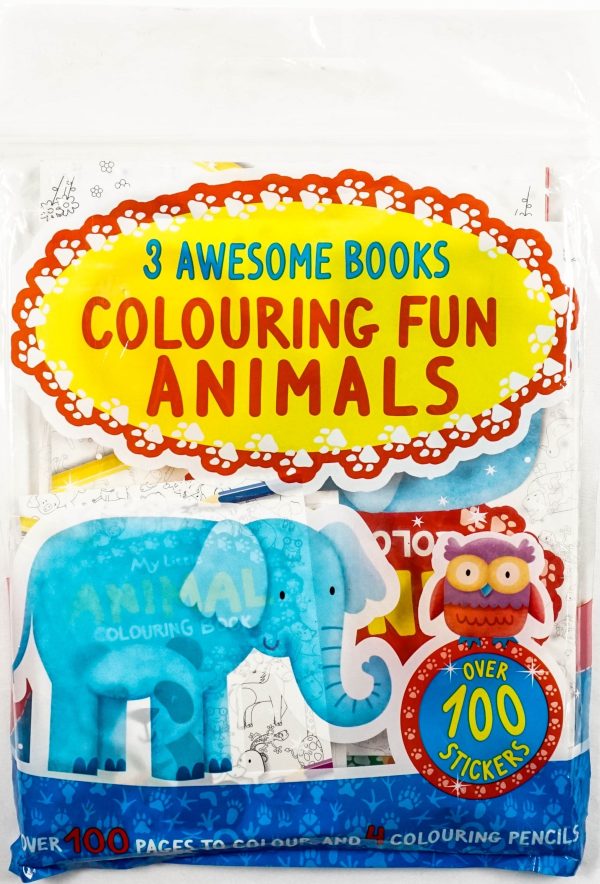 3 Awesome Books Colouring Fun Animals Supply