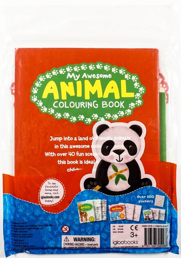 3 Awesome Books Colouring Fun Animals Supply