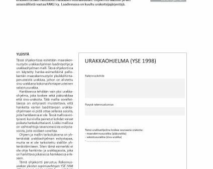 RT 103288, Urakkaohjelman laatiminen. Maarakennustyö (YSE 1998 asiakirjamalli) Discount